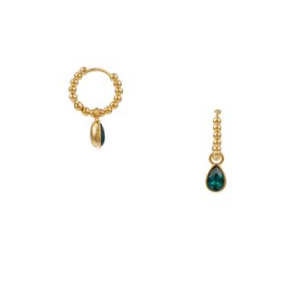 Orelia London + Emerald Teardrop Huggie Hoop Earrings