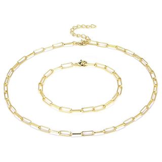 Boutiquelovin + 14K Gold Dainty Paperclip Link Chain Necklace