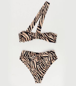 Bond-Eye + Grandeur Almond Zebra Bandeau Bikini Top