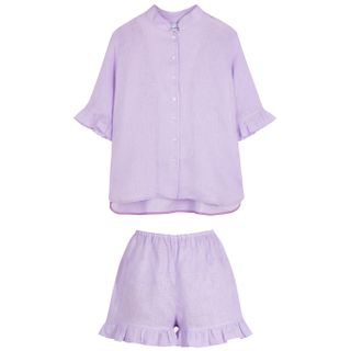 Sleeper + Lilac Ruffle-Trimmed Linen Pyjama Set