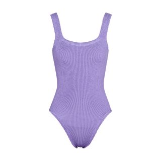 Hunza G + Lilac Seersucker Swimsuit