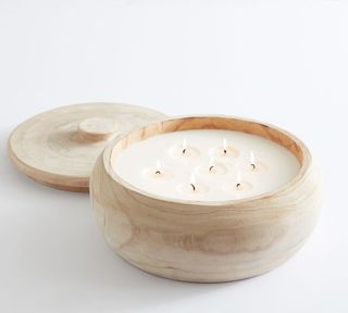 Pottery Barn + Wood Citronella Candle With Lid