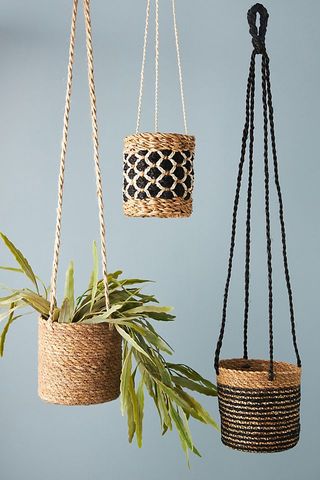Anthropologie + Woven Hanging Planters, Set of 3