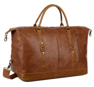 Baosha + Leather Weekender Bag