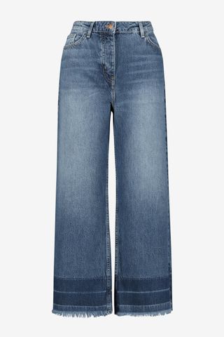 Next + Savannah Miller Mid-Blue Wide-Leg Cropped Jeans