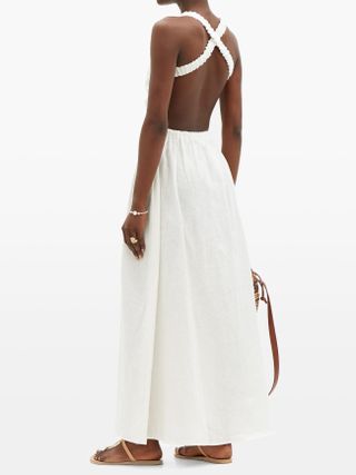 SIR the Label + Alena Crossover-Back Linen Maxi Dress