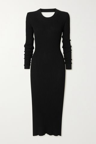 Caes + Open-Back Ribbed-Knit Midi Dress