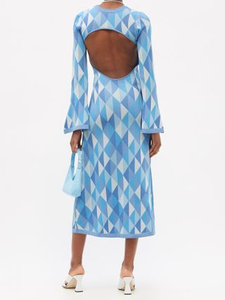 Dodo Bar Or + Ally Open-Back Geometric-Jacquard Knitted Dress