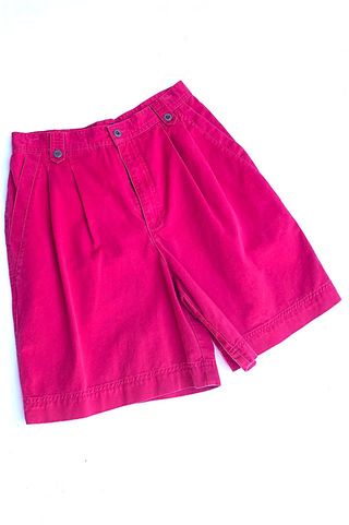 Vintage 1980s Lizsport + Magenta Pleated Mom Shorts