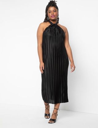 Eloquii + Halter Neck Pleated Dress