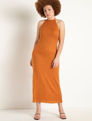 Eloquii + Halter Textured Maxi Dress