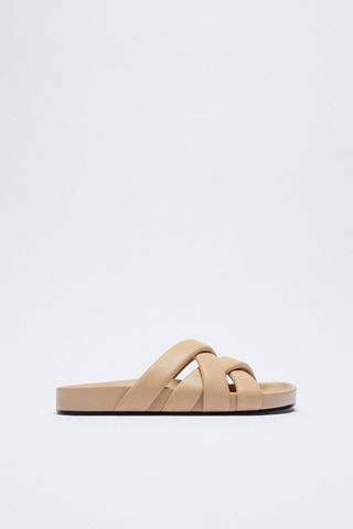 Zara + Chunky Quilted Strap Leather Sandals