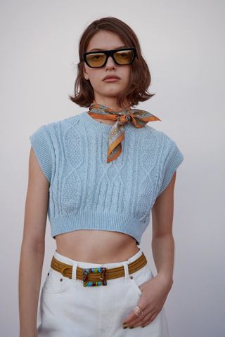 Zara + Cable Knit Vest