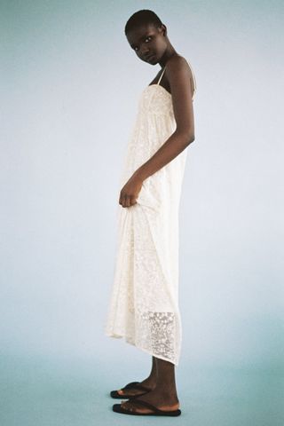 Zara + Embroidered Tulle Dress