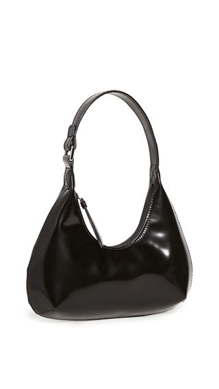 BY FAR + Baby Amber Black Semi Patent Leather Bag