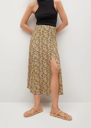 Mango + Slit Floral Skirt