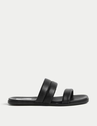 M&S Collection + Padded Flat Mules in Black