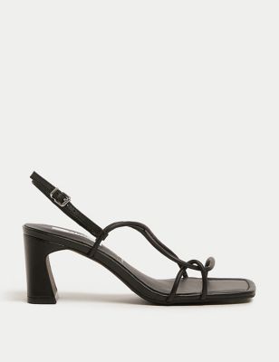 M&S Collection + Leather Strappy Statement Sandals in Black