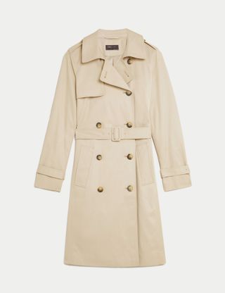 M&S Collection + Double Breasted Trench Coat With Recycled Polyester in Sand