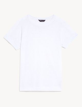 M&S Collection + Linen Rich T-Shirt in Soft White