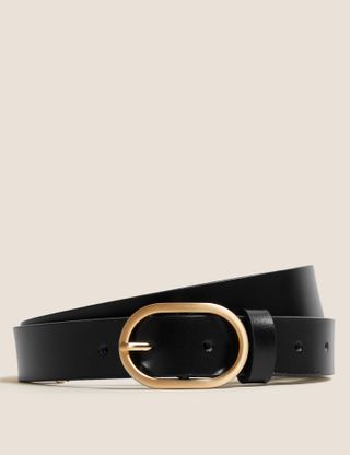 M&S Collection + Leather Jean Belt in Black