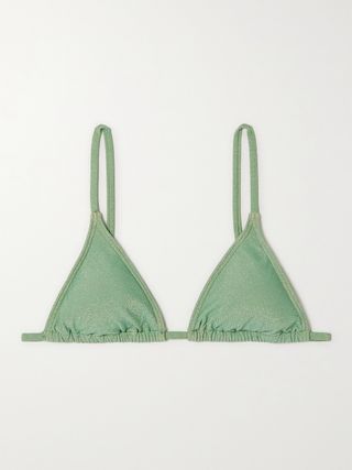 Peony + Glisten Stretch Econyl-Blend Triangle Bikini Top