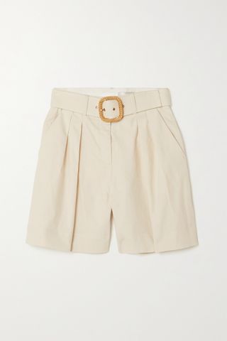 Rebecca Vallance + Verano Belted Cotton-Blend Shorts
