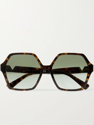 Valentino + Valentino Garavani Hexagon-Frame Tortoiseshell Acetate Sunglasses