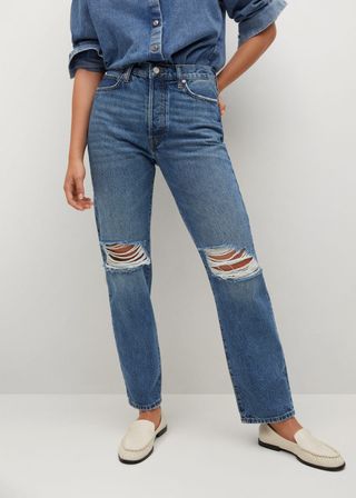 Mango + Decorative Rips Relaxed Jeans