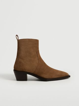 Mango + Squared Toe Leather Ankle Boots