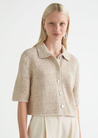 & Other Stories + Boxy Collared Knit Cardigan