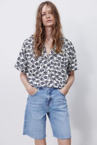 Zara + Printed Cropped Shirt