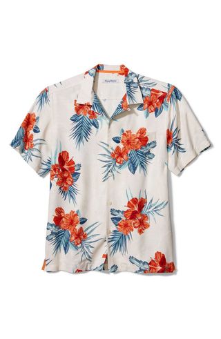 Tommy Bahama + Hilo Hibiscus Floral Short Sleeve Silk Button-Up Shirt