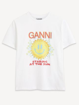 Ganni + Staring at the Sun Smiley Logo T-Shirt