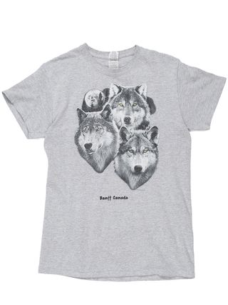 Vintage + Grey Banff Canada Wolf Logo T-Shirt