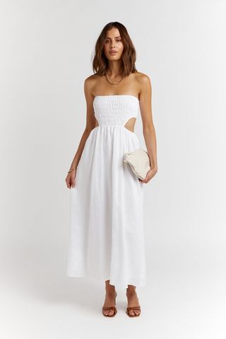 Dissh + Nell White Linen Midi Dress