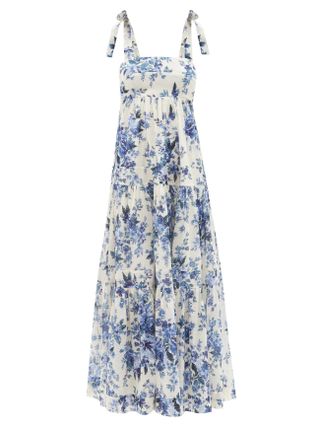Zimmermann + Aliane Tiered Floral-Print Cotton-Voile Dress