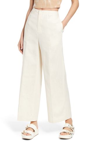 Open Edit + Wide Leg Linen Blend Stovepipe Pants