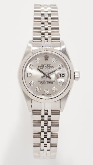 Rolex + 26mm Datejust Silver Diamond Watch