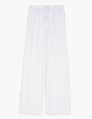 M&S Collection + Linen Rich Wide Leg Trousers