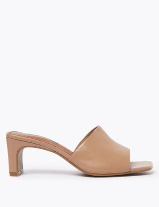 Marks and Spencer + Leather Open Toe Mules in Opaline