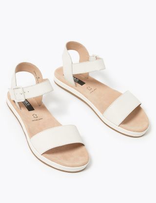 Marks and Spencer + Leather Open Toe Sandals in White