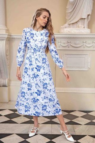 Yolke + Adelaide Dress in Wallflower China Blue