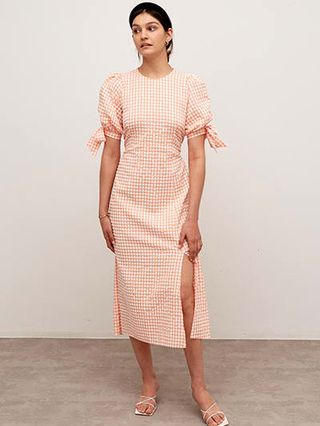 Nobody's Child + Apricot Textured Check Esme Midi Dress