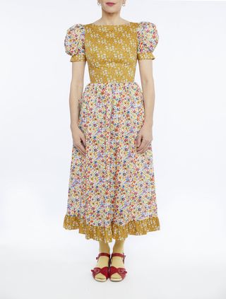 O Pioneers + Elsie Dress in Mustard and Bright Floral
