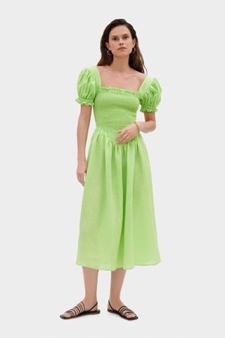 Sleeper + Belle Linen Dress in Lime