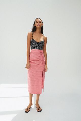 Zara + Gingham Check Skirt