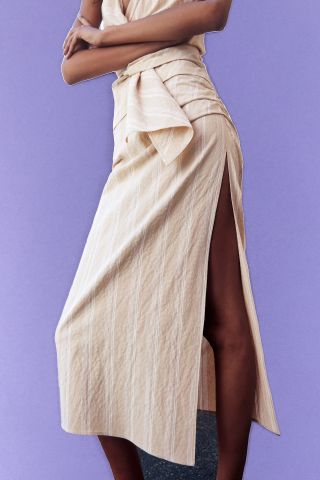 Zara + Draped Skirt With Stripes