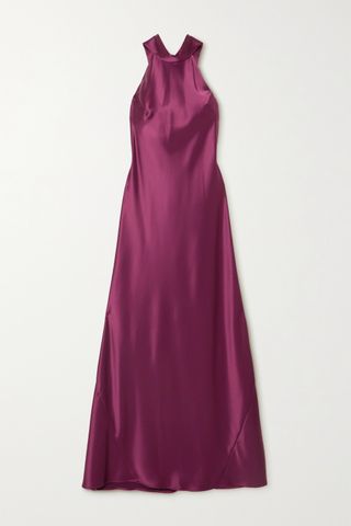 Galvan + Sienna Satin Halterneck Gown