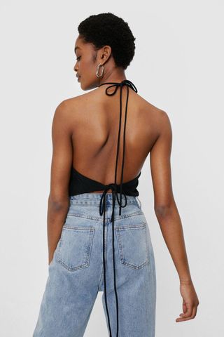 Nasty Gal + Halter Backless Bandana Crop Top